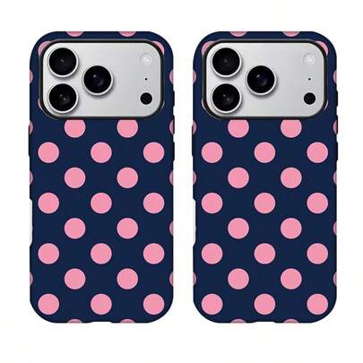 This Is A High-End, Stylish, And Fun Korean-Style Phone 17 Pro Max Case With A Blue Background And Pink Polka Dot Pattern. It's Compatible With Phone 11/12/13/14/15/16 Pro Max Plus. The Elegant Design Is Suitable For Both Men And Women, Making It A Perfect Gift For Your Girlfriend During Christmas, Valentine's Day, Easter, Wedding Season, And Birthdays!