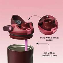 Sway Insulated Stainless Steel Water Bottle With Two-Way Spout, Built-In Straw And Bucket Handle - 紅色 - 查看 3