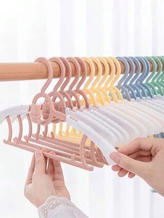 B/Aby 婴儿衣柜衣架 10 件装 塑料儿童衣架 节省空间 防滑 可伸缩 幼儿 11-14 英寸 可调节 H/Eavy Truly C/Lothing 婴儿衣架 散装，混色