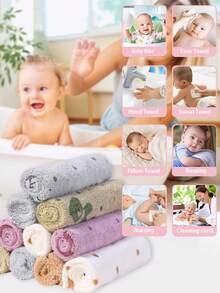 10pcs Cute Bear Baby Towel And Handkerchief Set - Soft & Highly Absorbent Face Cloth/Burp Cloth/Hand Towel, Daily Home Use, Unisex For Baby Boys And Girls, Multi-Purpose For Feeding/Bathing/Nursing, Ideal Newborn Gift (11.8"X11.8"/30x30cm) - Multicolor - View 2