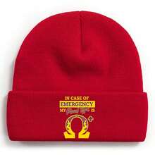 Emergency Blood Type  O Positive Symbol With Purple And Yellow BackgroundWinter Beanie For Men Women Soft Warm Knit Hat Ski Stocking Cuffed Cap - Đỏ - Xem 1