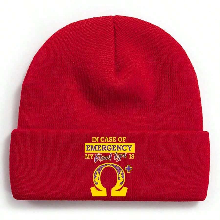 Emergency Blood Type O Positive Symbol With Purple And Yellow BackgroundWinter Beanie For Men Women Soft Warm Knit Hat Ski Stocking Cuffed Cap - Đỏ - Xem 1