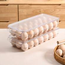 1pc Multi-Size PET Egg Storage Rack, 24/21/14/12 Slots Transparent Refrigerator Egg Organizer, Stackable Egg Protection Container, Suitable For Pantry, Fridge, Kitchen - Clear - View 4