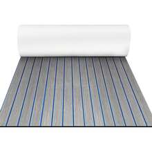 48''x16.8'' EVA Foam Floor Mat 6mm Thick Anti-Slip Self-Adhesive Pad Cuttable Waterproof Marine Carpet For Boat Deck RV Yacht,Light Gray With Blue Stitching - Light Grey - View 1