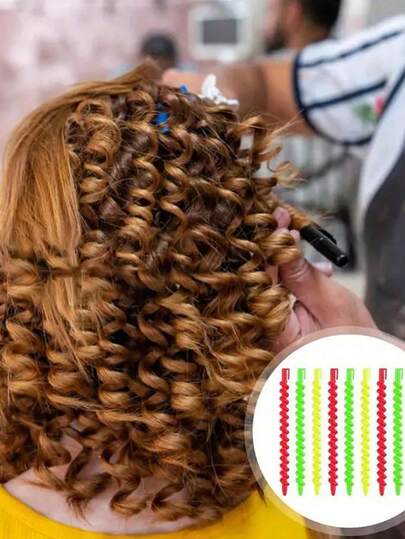 螺旋卷发棒，螺旋卷发棒套装，塑料螺旋卷发棒，螺旋卷发棒，塑料螺旋卷发棒，DIY美发工具，螺旋波浪卷发棒，打造自然波浪卷发，DIY美发工具，沙龙及家用，耐用塑料波浪卷发造型工具