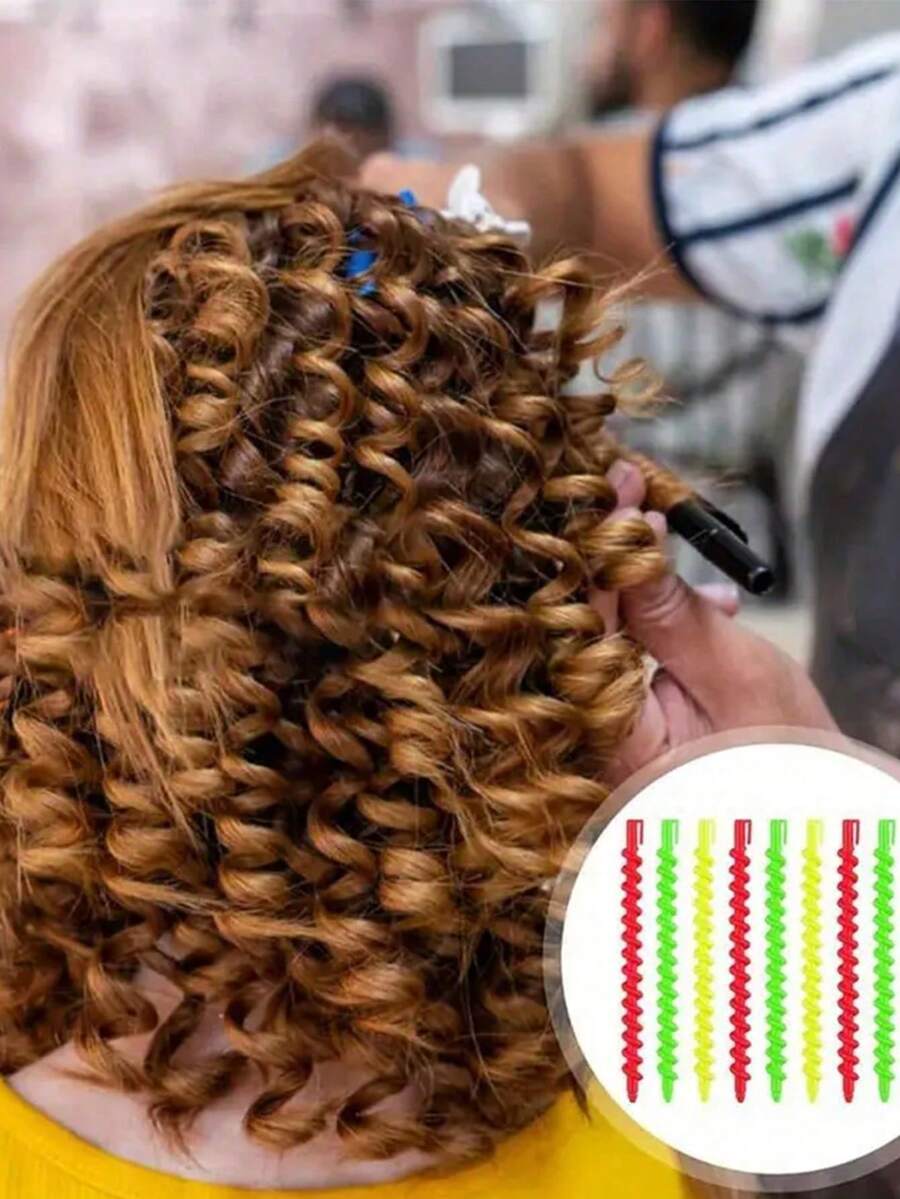 螺旋卷发棒，螺旋卷发棒套装，塑料螺旋卷发棒，螺旋卷发棒，塑料螺旋卷发棒，DIY美发工具，螺旋波浪卷发棒，打造自然波浪卷发，DIY美发工具，沙龙及家用，耐用塑料波浪卷发造型工具 - 彩色 - 查看 1