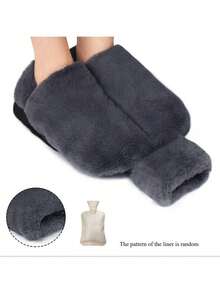 1pc 2L Large Hot Water Bottle With Plush Cover - Super Soft, Multi-Use For Feet & Hands Warmth, Non-Electric Rubber - Multicolor - View 8