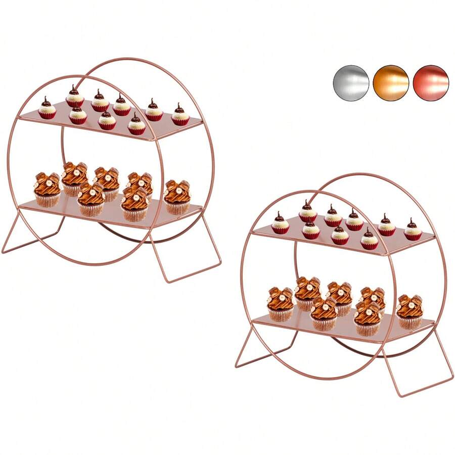2-Tier 30cm Golden Tray Ferris Wheel Party Decoration Kit - Rose Gold - View 1