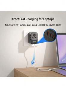 PHILIPS Bộ chuyển đổi nguồn đa năng SPB1008 với phích cắm tương thích với nhiều tiêu chuẩn quốc tế, sạc nhanh 65W, gali nitride hiệu suất cao, tối ưu hóa cho tính di động và du lịch - Xem 6