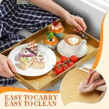 3 Pcs Decorative Serving Trays With Handles 15.75 X 10.24 Rectangular Plastic Coffee Table Tray For Ottoman Living Room Home Decoration In Dark Blue Orange Yellow Stylish And Functional Centerpiece For Everyday Use And Elegant Interior Design - 深藍橙黃 - 查看 4