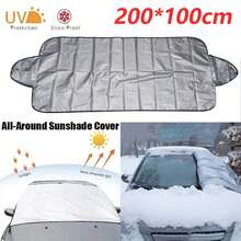 Car Windshield Cover Anti-UV Snowproof Full Protection Double Sided Windscreen Cover Sun Snow Ice Universal 200*70CM