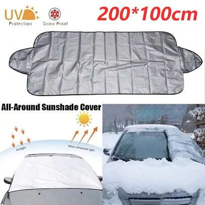 Car Windshield Cover Anti-UV Snowproof Full Protection Double Sided Windscreen Cover Sun Snow Ice Universal 200*70CM