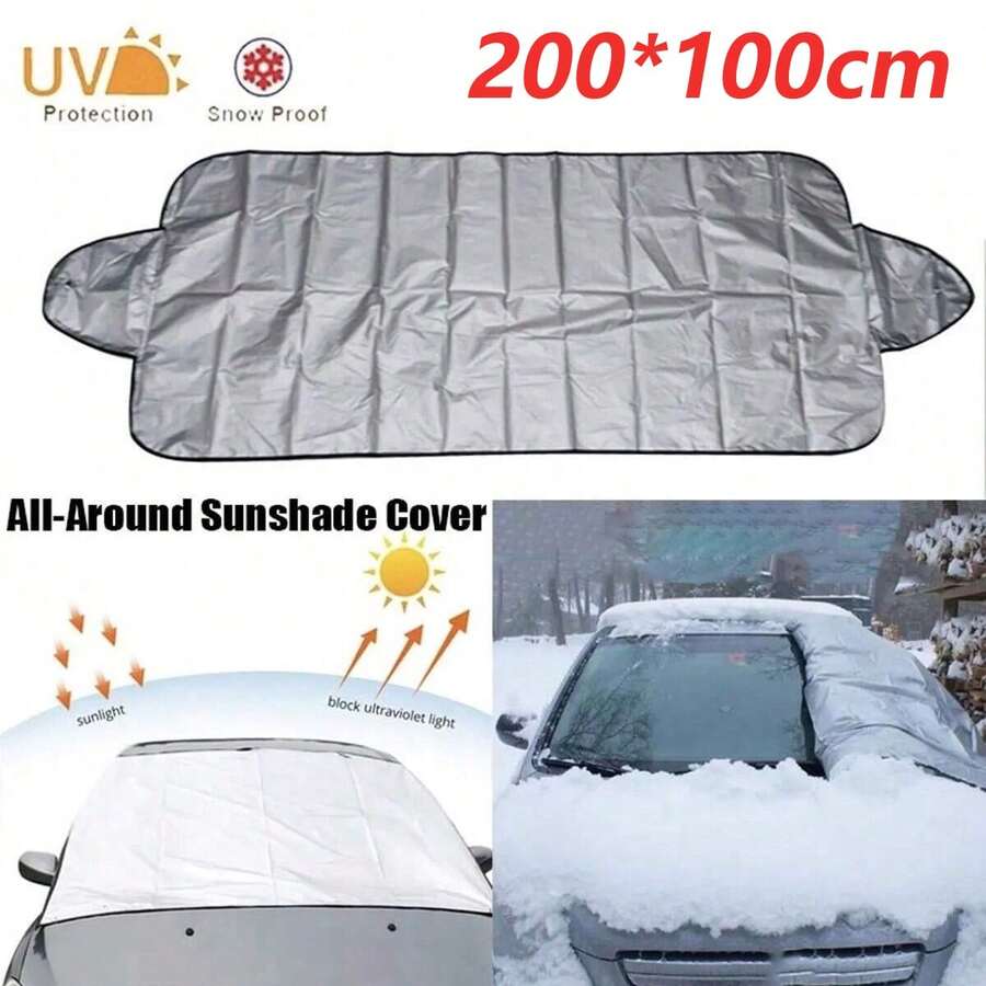 Car Windshield Cover Anti-UV Snowproof Full Protection Double Sided Windscreen Cover Sun Snow Ice Universal 200*70CM
