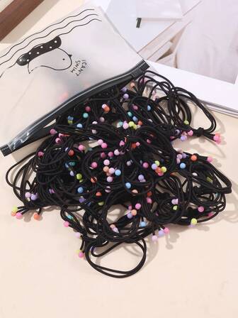 100个韩式发圈及发饰，手工制作，红豆樱桃橡皮筋，不伤发，女士适用，马尾辫发圈，发绳，发圈，发绳，弹性发圈