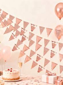 Un conjunto de 15 calcomanías de banderas triangulares, banderas triangulares en color oro rosa, para decoración de vestidos de novia, cumpleaños, aniversarios, despedidas de soltera, compromisos, graduaciones, fiestas de gallinas - Multicolor - Ver 3
