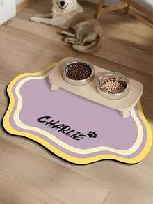 可定制速干宠物喂食垫，个性化宠物喂食垫 - 速干防水防滑猫碗垫，可定制名字，北欧风格宠物垫，适用于猫狗，耐用天然橡胶材质，室内使用，猫咪喂食垫，宠物舒适配件，现代宠物用品，速干材料