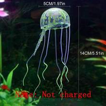 1个紫色硅胶人造发光荧光水母水族箱装饰品，鱼缸水下植物，海洋景观装饰（未充电） - 紫色 - 查看 6