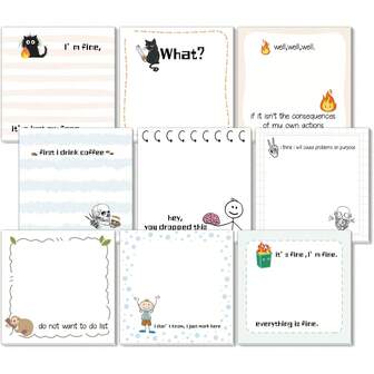 1/9 st roliga självhäftande anteckningsblock | 7,62 cm x 7,62 cm självhäftande anteckningsblock, 30/270 ark roliga självhäftande anteckningsblock, fyrkantigt papper, för arbete, kontor, skola, hem, presenter till kollegor, lärare och familj