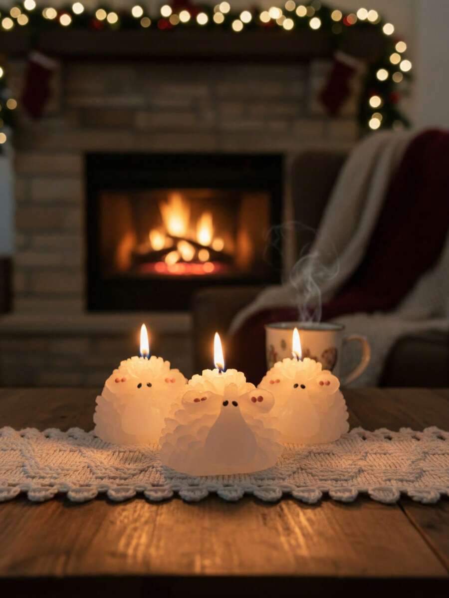 Vela Navideña Borrego de La Abundancia con Aroma a Canela Vela Aromática Decoración Navidad Abundancia Hogar Regalo Festivo - Blanco - Ver 1