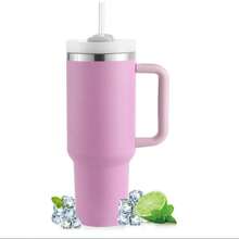 40oz - Stainless Steel Vacuum Insulated Cup With Lid And Straw, Suitable For Water, Smoothies, Etc. Reusable Double-Wall Travel Coffee Cup For Iced Tea Or Coffee, Durable Powder-Coated Water Bottle, Vanilla Purple - 淡紫色 - 查看 9