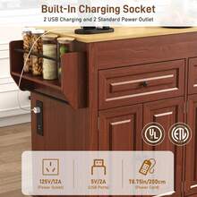 80"-48" Extendable Kitchen Island With Extended Dining Table And Power Outlet,Large Mobile Kitchen Storage Islands With 2 Storage Drawers,Rolling Islands Cart With 3 Extra Rows Open Shelves - View 5