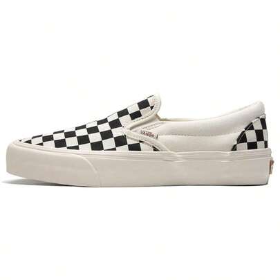 Vans Unisex Classic Black & White Plaid Slip-On Casual Shoes VR3, Comfortable Daily Commute Sports Shoes, Simple One-Touch Travel Shoes VN0007NC1KP
