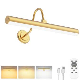 Picture Lights 13 Inch Brass For Painting Display Wall Mount Brief Metal Artwork LED Wall Sconces Lamps14W(70W Eqv.),Warm White 3000K,Hardwire Swing Arm