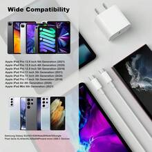 20W墙式充电器充电线套装：快充线长100厘米（3.3英尺）+ 20W PD USB-C充电器，兼容 17 Pro Max/17 Pro/Air/17、16 Pro Max/16 Pro/16 Plus/16、15 Pro Max/15 Pro/15 Plus/15等设备，旅行充电器套装 - 白色 - 查看 8