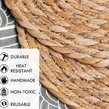 6-Piece Random Color Woven Sea Grass Coasters - Round Anti-Slip Heat-Resistant Pads For Kitchen, Tea Sets, Mugs & Dining, Handmade Rush Grass Insulation Mats - 杏色 - 查看 8