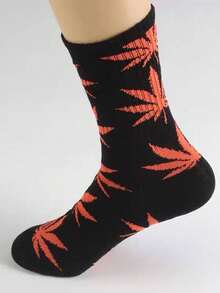 3 أزواج جوارب متوسطة الطول للشارع والهيب هوب بنمط أوراق القيقب، مناسبة للجنسين