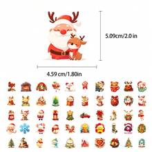 50 buc/set, design cu elemente clasice, autocolante din seria de sărbători de Crăciun, pălărie de Moș Crăciun, șosete, model fulg de zăpadă, material lucios impermeabil, potrivit pentru ambalarea cadourilor, petrecere de Crăciun, ferestre de acasă, felicitări de sărbători - Multicolor - Vizualizare 6