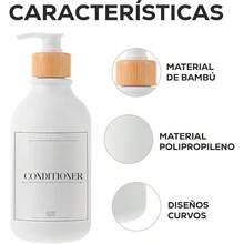 Set 3 Dispensadores de Jabn Lquido, Shampoo y Acondicionador Botellas de 500ML Accesorios Ideales para Bao y Regadera Blanco - blanco - Ver 5