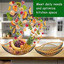 WaveShaped Metal Wire Fruit Basket Kitchen Metal Wire Fruit And Vegetable Drain Basket Sturdy And Durable Not Easy To Break Used To Store Bread Snacks Seasoning Bottles Toiletries - Brown - View 3