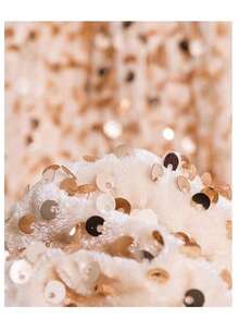A Fitted Midi Skirt With Sequins And Lining. - 香檳色 - 查看 4