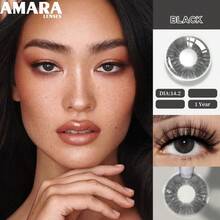 AMARA 黑色隱形眼鏡，自然外觀，藍色隱形眼鏡，灰色隱形眼鏡，棕色隱形眼鏡，聖誕派對隱形眼鏡 - MELBOURNE-BLACK - 查看 3