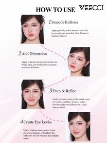 VEECCI Matte Highlighter Palette ,Natural 3D Definition,Subtle Brightening, Long-Lasting Light Locking, Single-Color And Large-Capacity Highlighter Palette, Beginner-Friendly - T03 Puff Pink - View 8