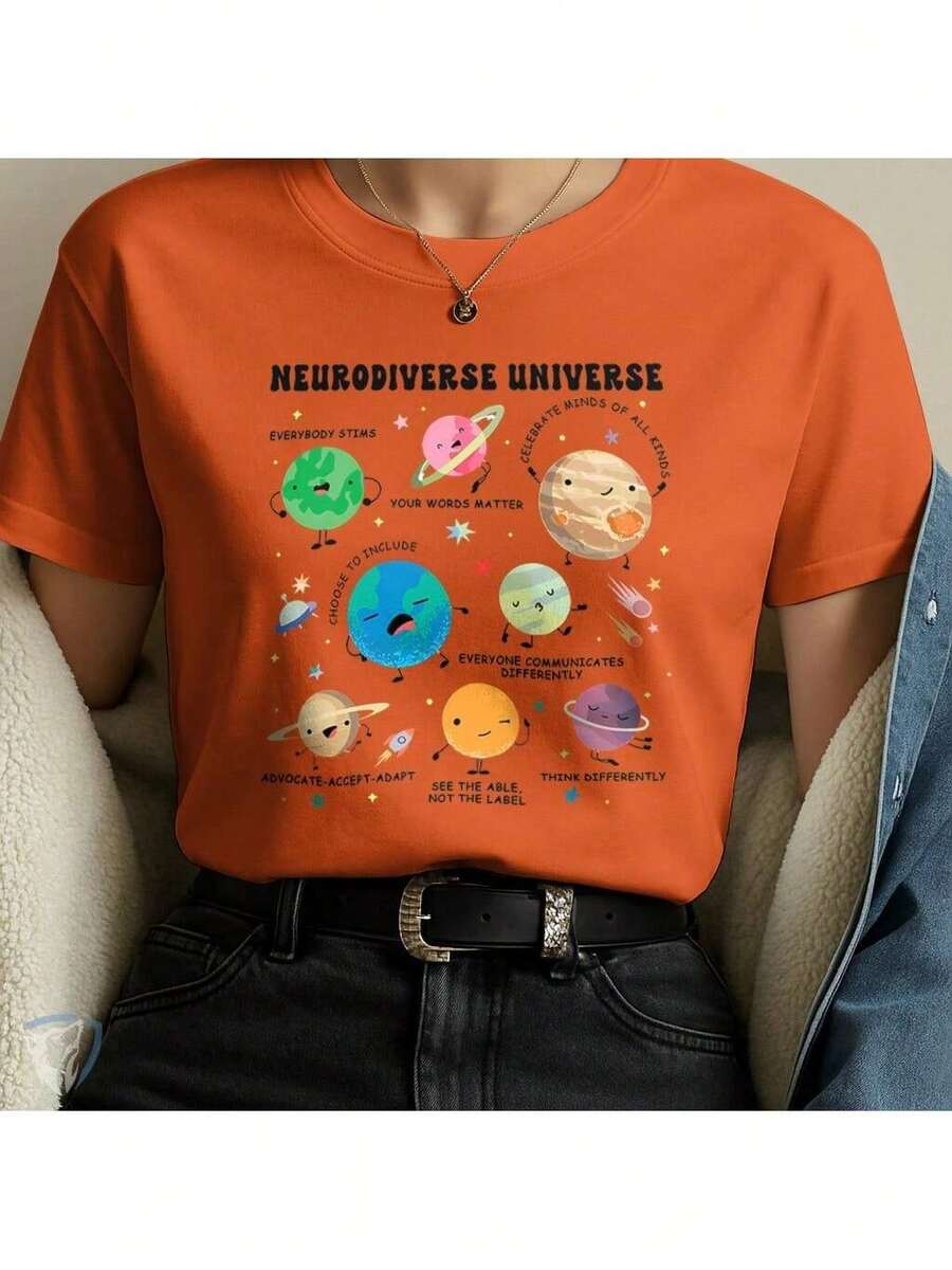 Inspirational T-Shirt | Positive Art About Inclusion And Awareness - Orange - View 1