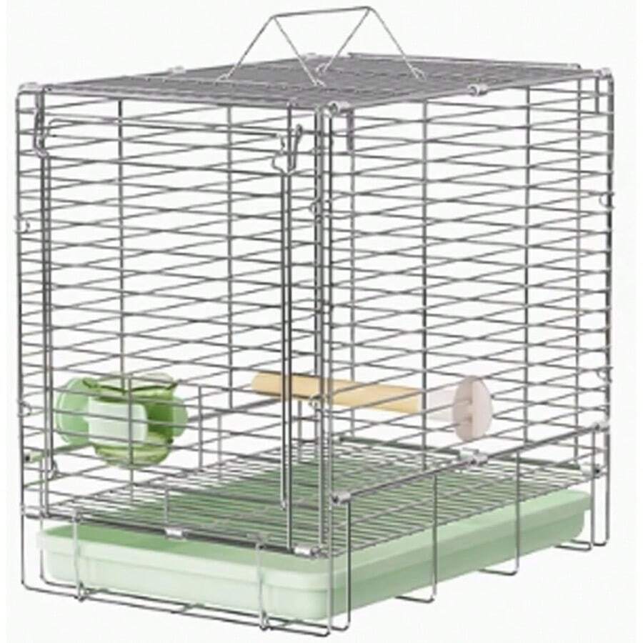 Jaula para pájaros Parrot Stainless Steel Folding Cage Outdoor Bird Cage Transport Portable HandHeld Cage Jaula para pájaros para Mascotas Green - Verde - Ver 1