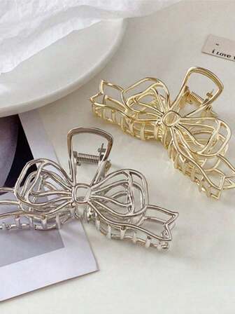 1pc Minimalist Gold Bow Hair Clip, Elegant Hair Claw Hairpin For Women,Stocking Stuffers,Stocking Fillers,Stocking Stuffers For Women,Stocking Fillers Women,Christmas Gifts,Gifts,Christmas Stocking Fillers,Gifts For Women,Gift,Christmas Gift,Stocking Stuffers For Adults,Stocking Fillers For Adult,Hair Stuff,Women's Accessories,Stocking Stuffer,Coming-Of-Age Hair Accessory,Christmas Hair Accessories,Gift Ideas For Women,Beauty Stocking Fillers,Christmas Gifts For Women