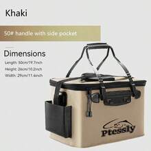 1pc Portable Foldable EVA Fishing Bucket, Live Fish Box, Camping Water Container, Fishing Tackle Storage Bag, Multi-Functional Folding Fishing Bucket (Air Pump Not Included)
