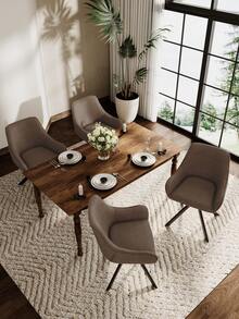 Stylish Suit-Lapel Upholstered 360° Swivel Dining Chairs With Armrests And Metal Legs For Dining Room, Living Room, Office - Set Of 2 / Set Of 4 / Set Of 6 - Mocha Brown - Mocha Brown - View 2