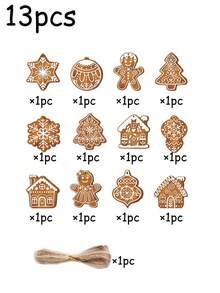 48/13/12件装圣诞装饰挂件，卡通圣诞老人、五角星、天使、姜饼人、驯鹿雪橇等图案，饼干造型挂饰，圣诞用品，圣诞树装饰品，圣诞装饰，适用于圣诞派对、主题派对、圣诞派对礼品