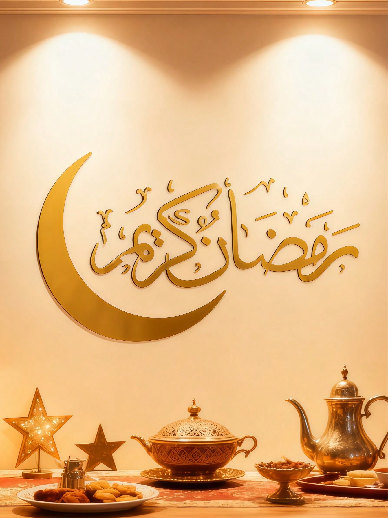 ملصق حائط بخط عربي بموضوع رمضان، ملصق حائط بطراز إ...