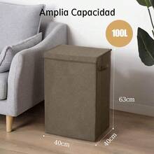 100L extra grande capacidad marrón cesta de lavandería plegable tributileno capa impermeable cesta de almacenamiento de ropa para el hogar - marrón - Ver 2