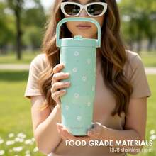 Pink Bow Stainless Steel Straw Lid Tumbler 30oz With Carry Handle For Women Girls, Insulated Travel Coffee Cup, Gift For Sports Outdoor Workout Christmas Birthday - 雛菊2 - 查看 6