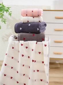 1pc/2pcs(Towel + Bath Towel) Thickened Absorbent Heart-Shaped Towel Set, Suitable For Face Washing, Bathing, Gym, SPA, Swimming, Soft And Skin-Friendly Bath Towel - Multicolor - View 10