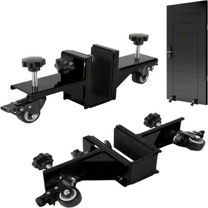 2 Pack Door Installation Kit, 750 LB Capacity, Professional Heavy Duty Door Dolly, Fit 0 To 1-7/8 In Panels, Panel Carrier Mover With Lockable Wheels For Construction & Remodeling, Black  Door Installation Dolly With Lockable Wheels, Fits 0 To 1.88 Inch Panels, 750 Lb Capacity, Heavy Duty Steel Construction For Pre-Hung, Front & Slab Doors,Black