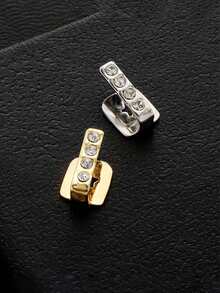 1pc Hollow Copper Zirconia Stone Women's Tooth Jewelry, Shiny Gold Tooth For Music Festival, Party, Couples Gift - Multicolor - View 6