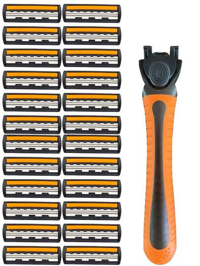 男女通用手动剃须刀，三层不锈钢刀片，可替换刀头，一次性剃须刀，三刀片剃须刀，胡须修剪器，剃须刀，修容剃须刀，男士手动剃须刀，情人节礼物