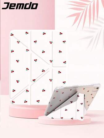 1个升级版多角度Y型折叠樱桃图案平板电脑保护套，兼容iPad 10.2英寸、iPad (A16) 11英寸（第11/10/9代）、Galaxy Tab A8 10.5英寸（2022款），防震，带笔槽，支持睡眠/唤醒功能，是送给家人和朋友的最佳礼物。